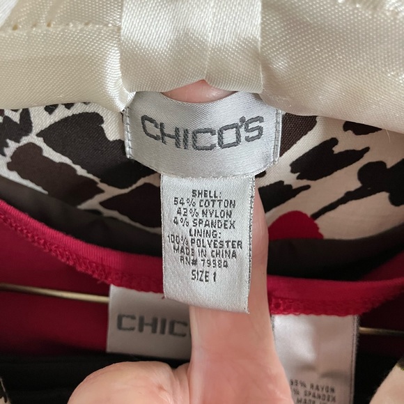 Chicos Garden Prowl Jacket, Fudge w/Fuschia Shell and JNY capri, eyelet detail - Picture 3 of 12